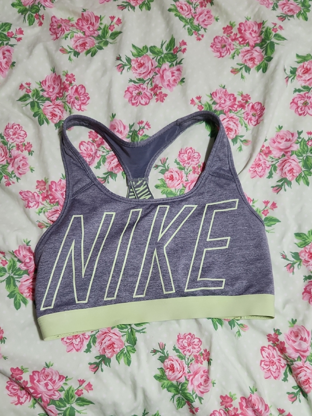 Nike Gray Sports Bra with Lime Trim
